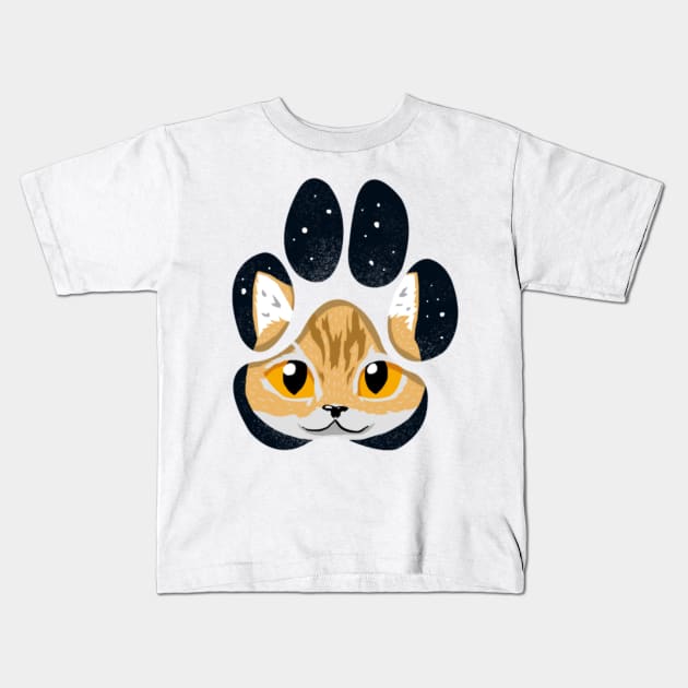 Cat paw in most retror galaxy Kids T-Shirt by dixontee